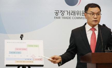 성경제 공정거래위원회 제조하도급개선과장이 25일 정부세종청사에서 하도급법을 위반한 LG전자에 대한 과징금 처분 내용을 설명하고 있다. 연합뉴스